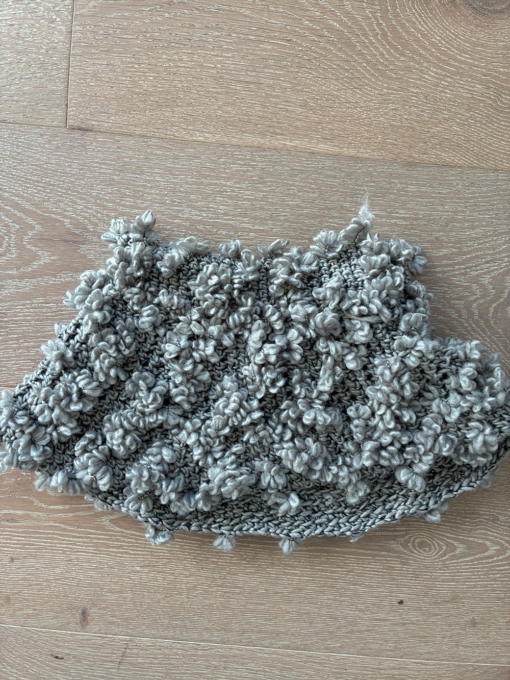 Bouclé Knit Loop Scarf - Light Gray